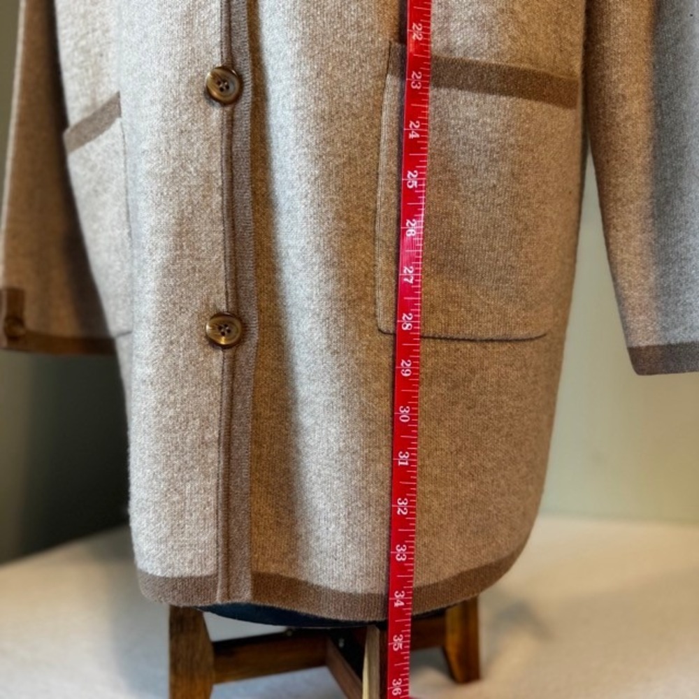 J McLaughlin Nan Wool Cashmere‎ long Cardigan Sweater Women XL Tan Brown pockets - Picture 7 of 14